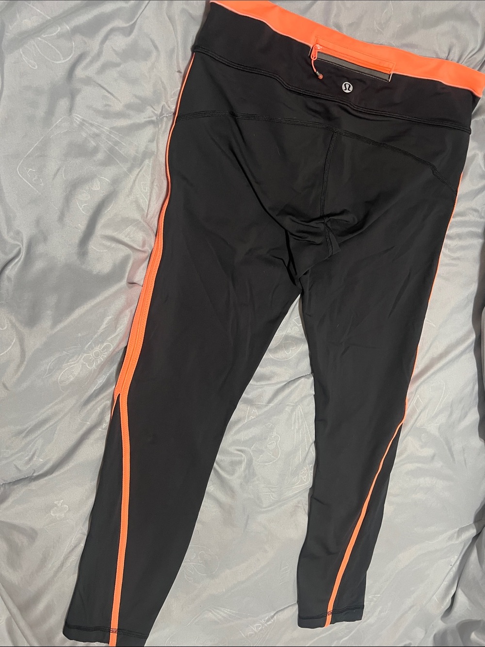 lululemon athletica Black Leggings with Orange Trim